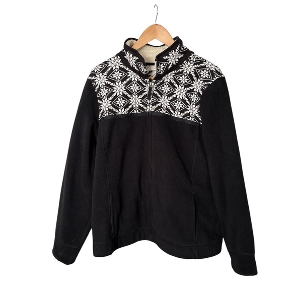 L. L. Bean Woman’s Zippered Nordic Snowflake Fleece, Large - Picture 3 of 10